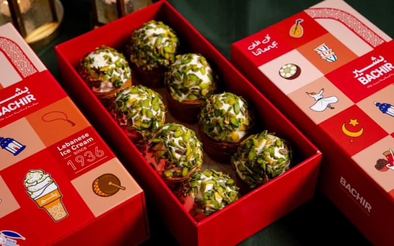 Bachir Othmaleye and Ashta Bites with pistachio topping